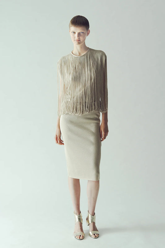 Abito midi con frange