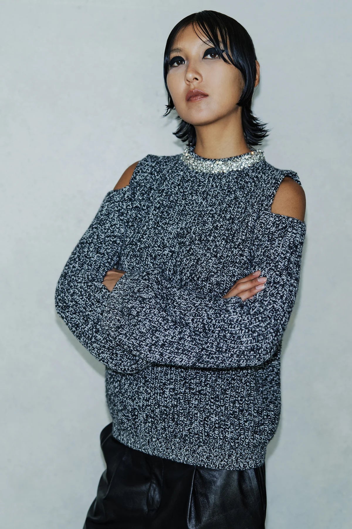 Maglia girocollo in misto cashmere