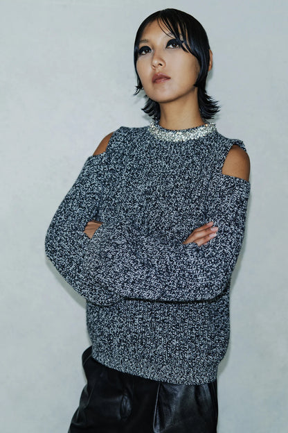 Maglia girocollo in misto cashmere