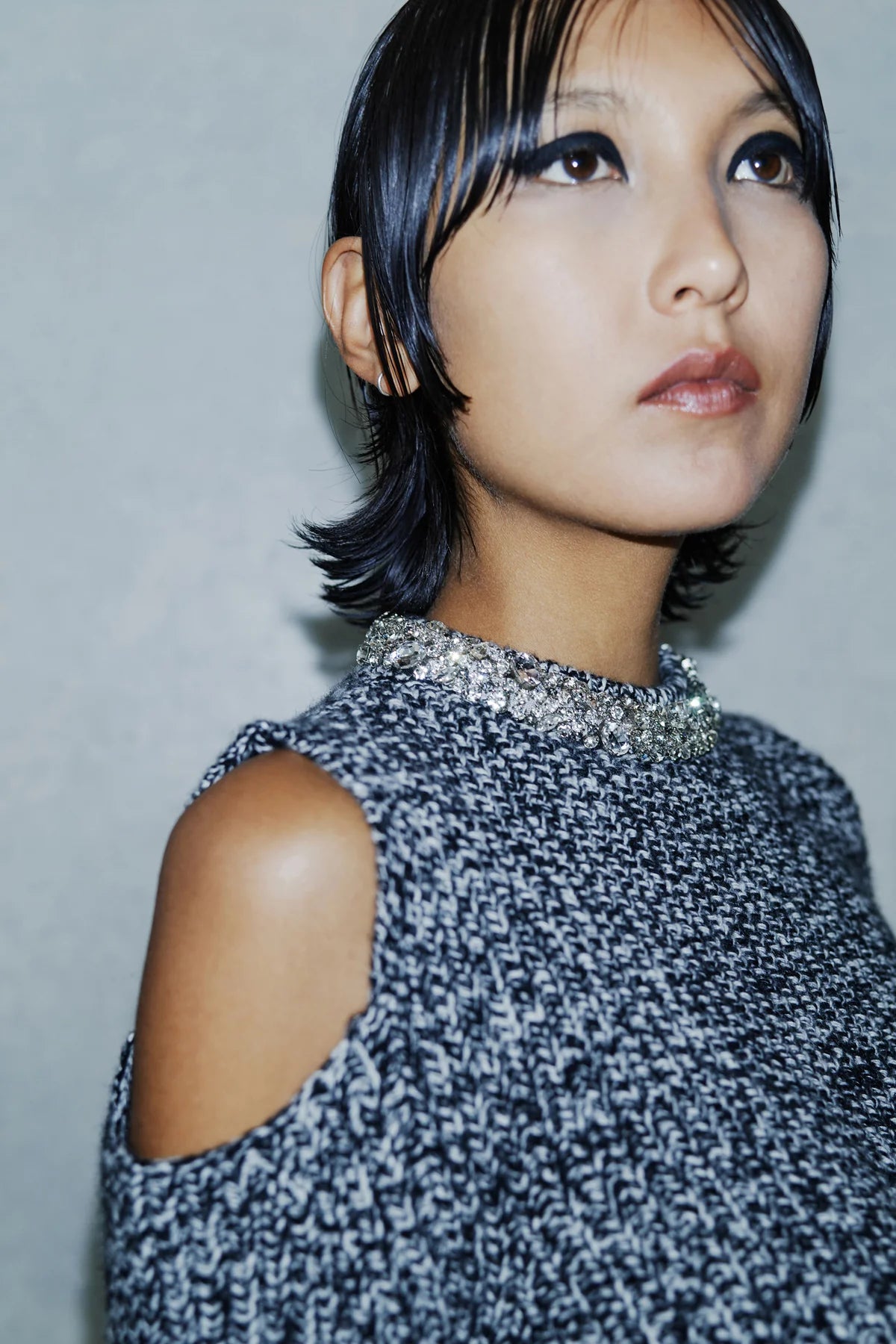 Maglia girocollo in misto cashmere