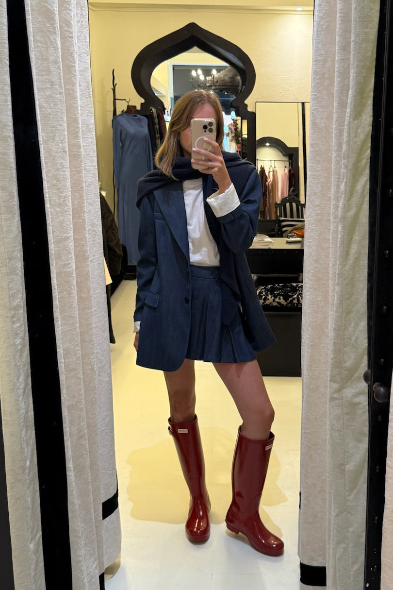 Gonna plissettata effetto jeans