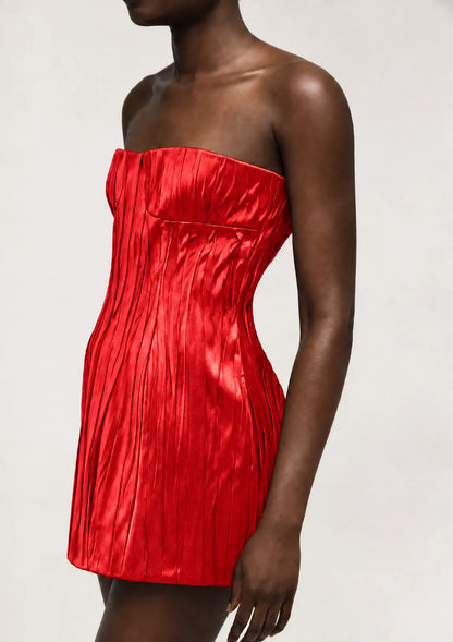 Abito mini bustier plissé