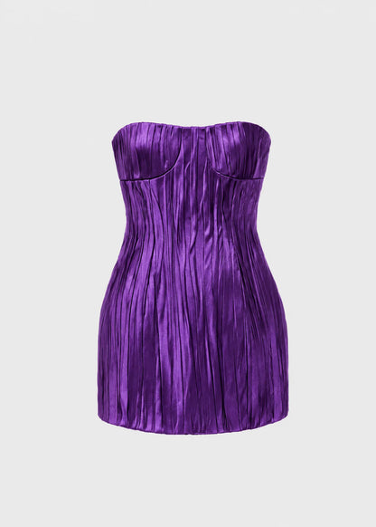 Abito mini bustier plissé