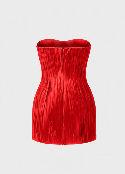 Abito mini bustier plissé