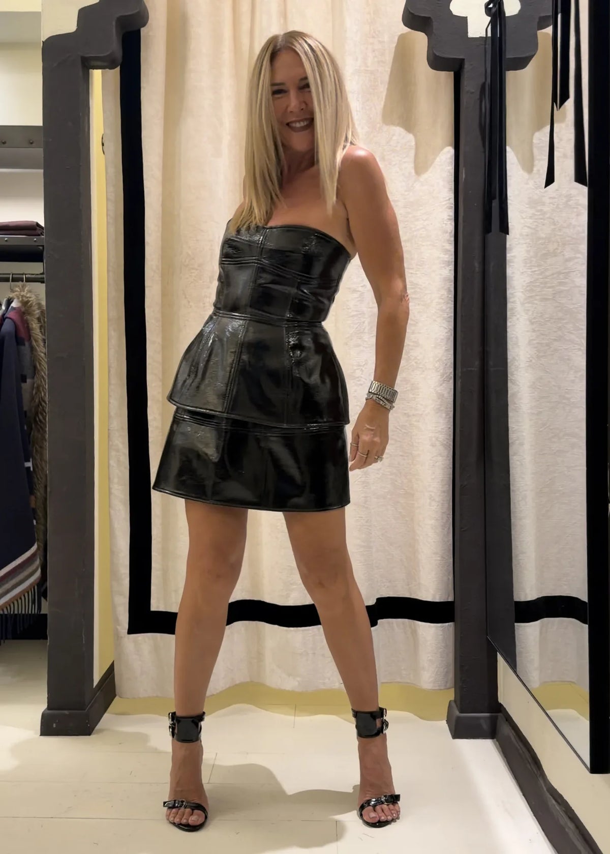 Top bustier strutturato effetto vernice