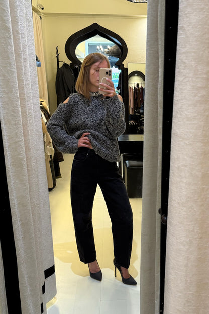 Maglia girocollo in misto cashmere