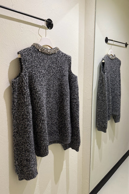 Maglia girocollo in misto cashmere